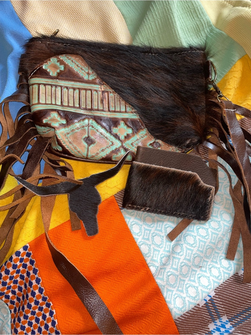 New small cowhide/leather Crossbody Bag with Fringe